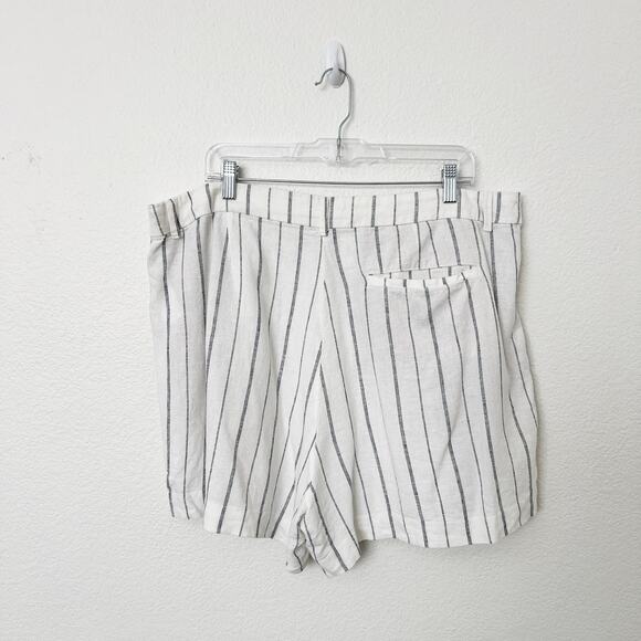 [Old Navy] Striped Navy White Linen Blend Extra High Rise Taylor Shorts Size XL - Picture 3 of 12